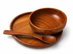 3pcs Pure Wooden Dinner Set