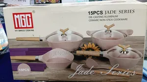 15 Pieces JADE SERIES Aluminium Ceramics Nonstick Cookware