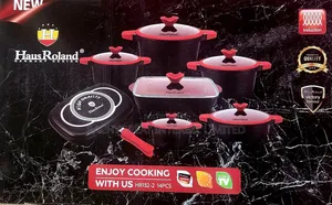 14-Piece Non-Stick Granite Cookware Set With Glass Lids Grill Pan