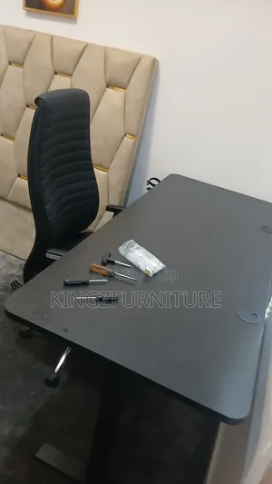 Office Chair Paired With a Electric Height-Adjustable Standing Desk.