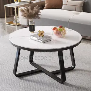 Unique Round Slab Marble Top Center Table