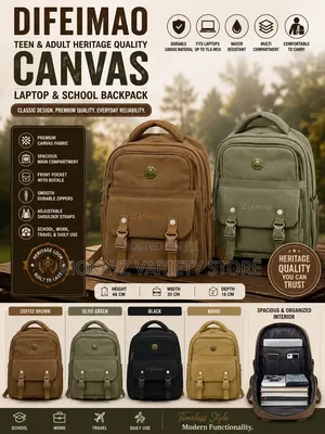 Unique/High Canvas Laptop School Bag