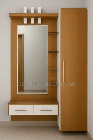 Modern Wall-Mounted Vanity With Mirror, Drawers Wardrobe