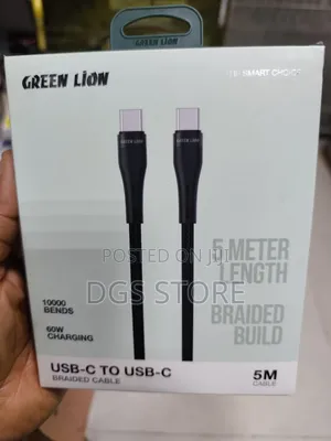 Green Lion 60w USB C to USB C Braided Cable 5 Meter