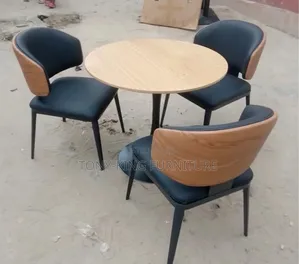 Modern 3-Seater Round Wooden Restaurant/Dining Table Set