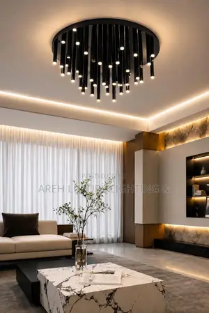 Nordic Luxury Duplex Building LED Hanging Chandelier Living Room