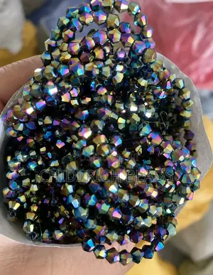 Crystal Bead, Coated Rainbow / Size 4, Cone Shaped