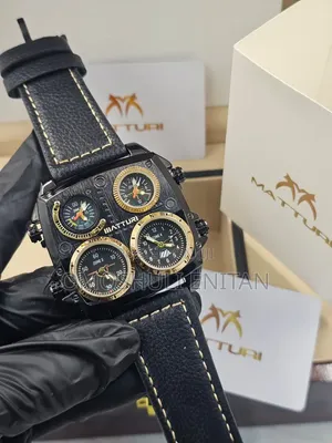 Maturri World Time Watch With Compass (Genuine Leather Strap)