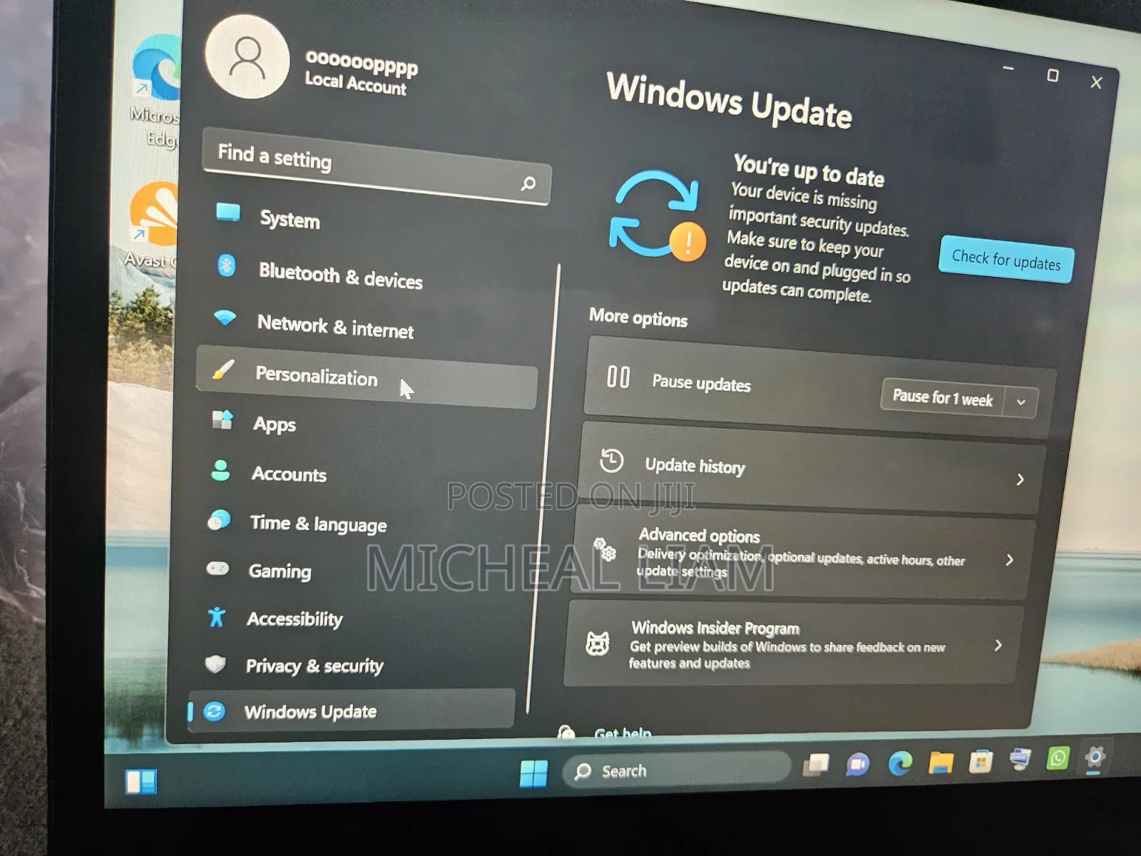 Laptop 4GB Intel SSD 128GB