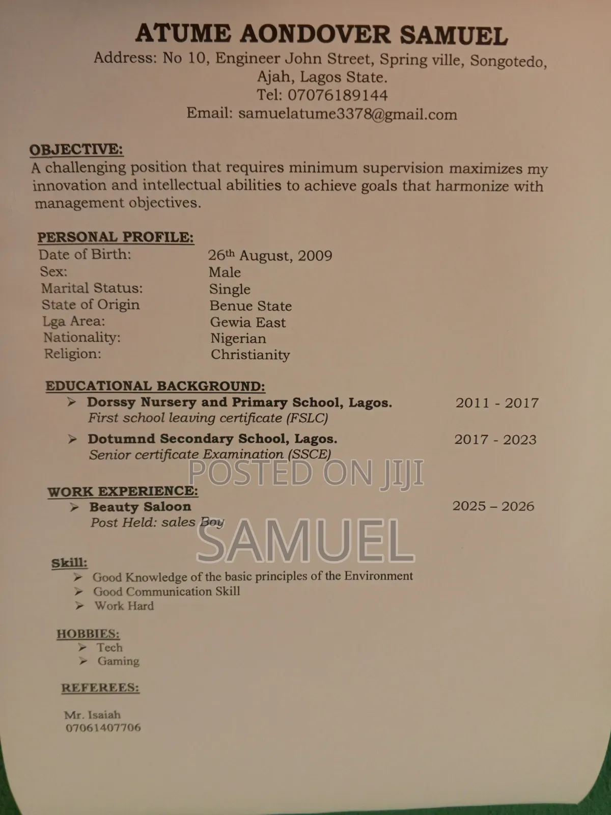 Application for Job