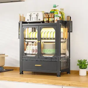 Multi Functional Dual Door Dish Drying Storage Cabinet With Drawer