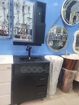 Black Cabinet Basin With Mirror