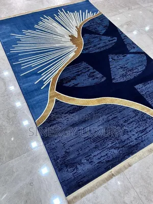 5x7fts Blue and Gold Premium Turkish Center Rug