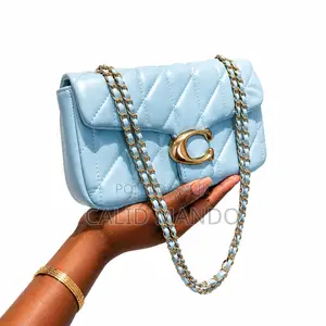 Elegant Sky Blue Blue Quilted Shoulder Bag