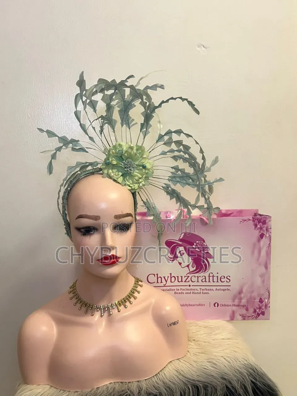 Mint Green Feather Facinator