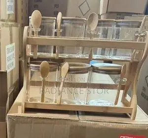 7 Pieces Spice Storage Airtight Jar With Spoon and Bamboo Rack