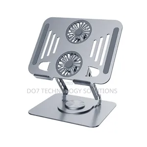 360° Rotating Aluminum Laptop Tablet Stand With Dual Cooling Fans