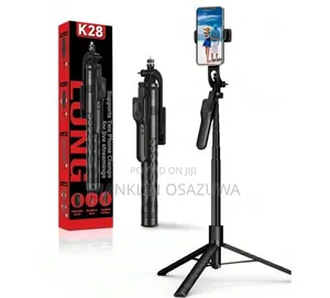 1.75M Selfie Stick Tripod With Dual Phone Clamps Bluetooth