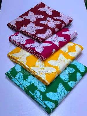 Premium Ankara Adire Butterfly Print – 100% Cotton Fabric | 6 Yards