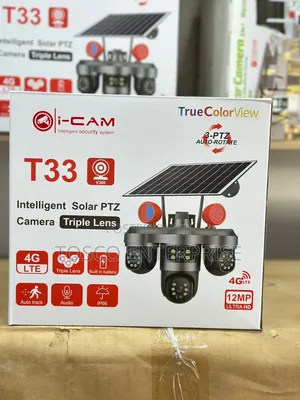 Original T33 Solar PTZ 12MP Triple Lens 4G Intelligent Security Camera