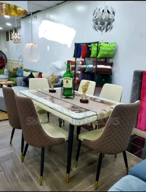 Imported Executive Rectangular Marble Top Dining Table With Chairs