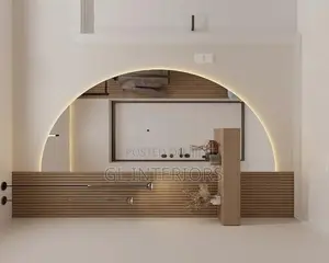 Luxury Modern Mirror Set – Backlit Half-Moon Mirror Floating Console