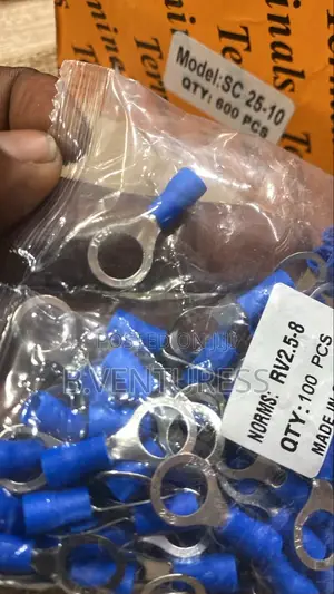Pre-Insulated Ring Terminals, Specifically Labeled as Model RV2.5-8.