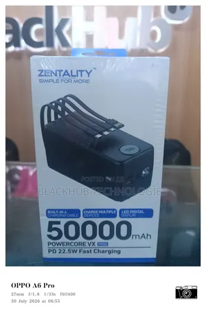 Zentality 50000mAh 22.5w Powercore VX Fast Charging in-Built Cords