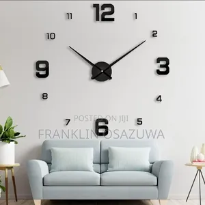 DIY Frameless Quartz Wall Clock – Black | Silent Home Office Decor