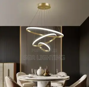 Pendant Lamp Led Rings Circle Hanging Chandelier White Loft Light