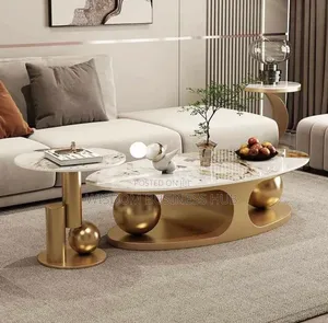 Mable Top/Gold Base Center Table
