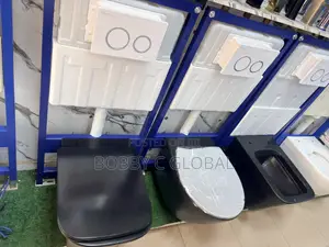 Black Wall Hung Toilet With Concealed Cistern Dual Flush System