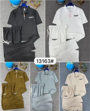 Men's Premium 2-Piece Tracksuit – Short Sleeve Zip Polo Jogger Pants