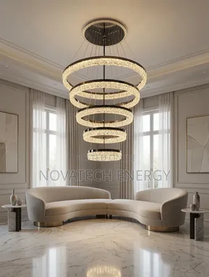 5 Rings Luxury Chandelier Dropping Light (Gold and Black)