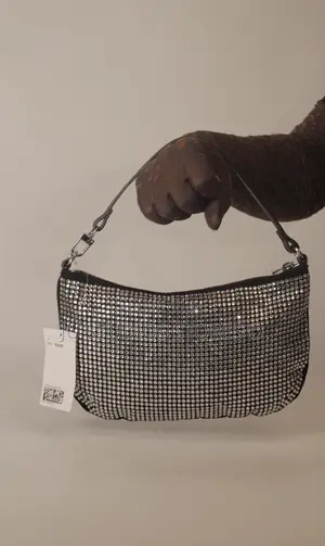 H M Rhinestone Black Shoulder Bag