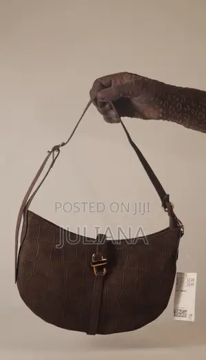 H M Brown Croc-Effect Shoulder Bag