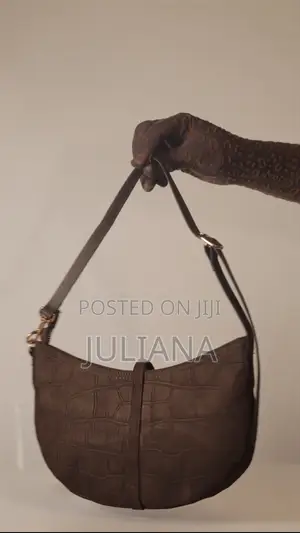 H M Brown Croc-Effect Shoulder Bag