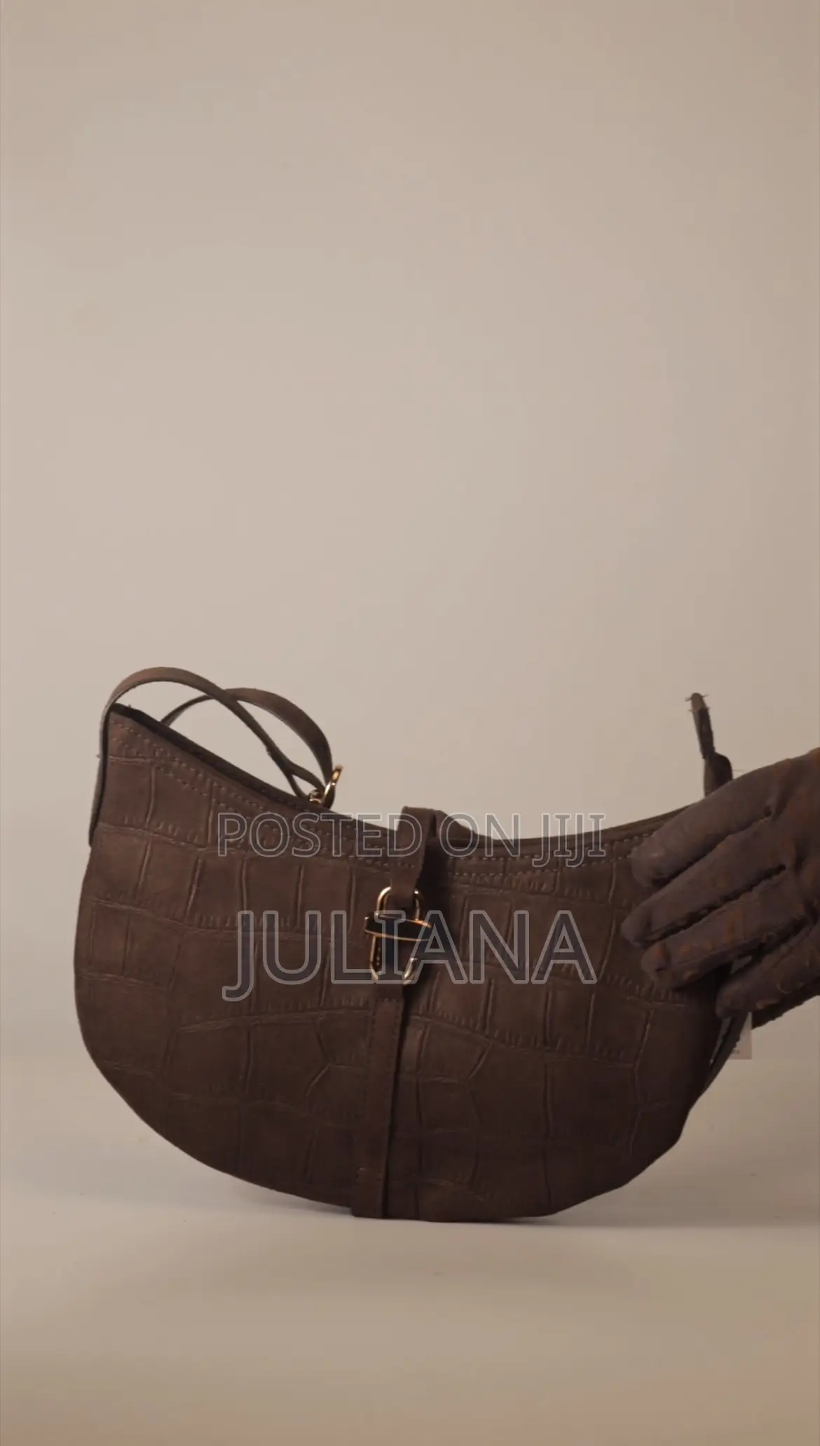 H M Brown Croc-Effect Shoulder Bag