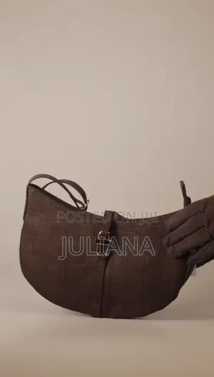 H M Brown Croc-Effect Shoulder Bag