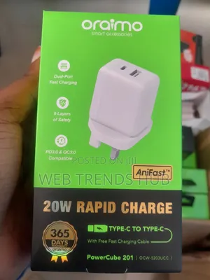 Oraimo 20W PowerCube 201 Charger + Type-C to Type-C Cable