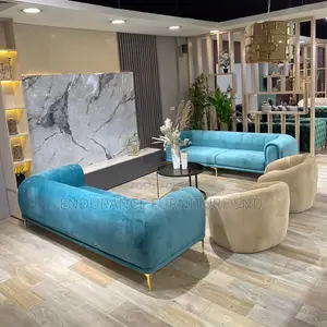 Complete Blue Velvet Chair Set