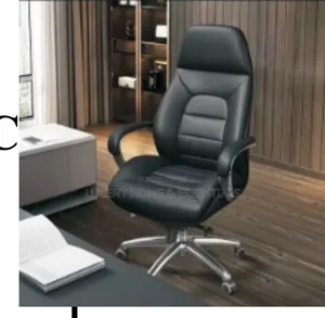 Luxury High-Back Executive Office Chair - Premium Black Leather
