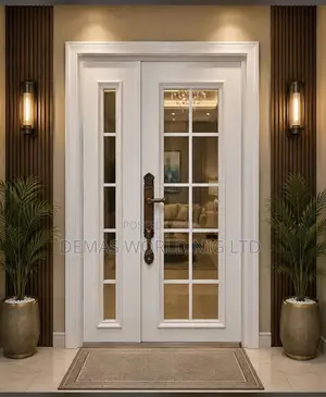 4 by 7ft White Glass Door Hv