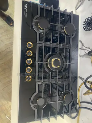 Sky-Oppein 5-Burner Built-in Glass Gas Cooker (Gold Accents)