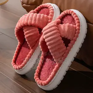 Thick Sole Cross-Strap Indoor Slippers - Plush House Slides