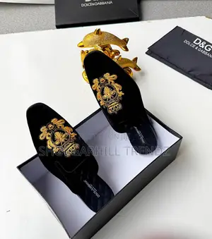 Men's DG Embroidered Half Shoe Mules | Luxury Style
