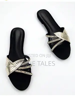Lovely Embelished Slippers With Silver Glitters # CHYG