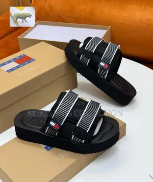 Premium Men's Fashion Slides – Blue Black
