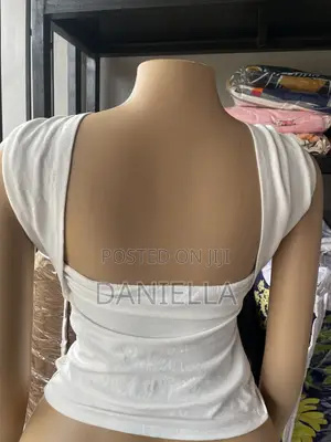 Elegant White Pearl Buckle Off-Shoulder Top