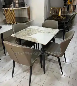Grey 4 Seater Marble Dinning Table
